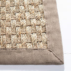 SAFAVIEH Natural Fiber Collection Runner Rug - 2'6" x 8', Natural & Grey, Seagrass, Basketweave Pattern with Border (NF114P)