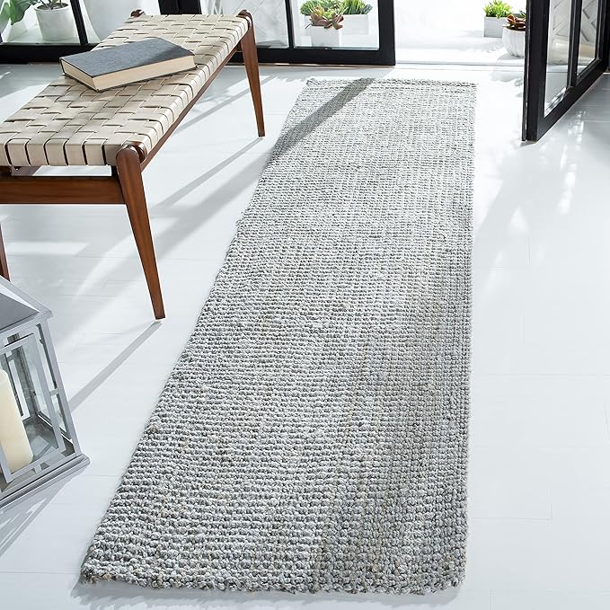 SAFAVIEH Natural Fiber Collection Runner Rug - 2'3" x 11', Grey, Handmade Farmhouse Jute, Ideal for High Traffic Areas in Living Room, Bedroom (NF730F)