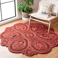 SAFAVIEH Area Rug 6' Round - Natural Fiber Collection - Rust, Handmade Jute, Decorative Boho Floral Design (NF360P)