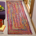 SAFAVIEH Cape Cod Collection Runner Rug - 2'3" x 22', Red & Multi, Handmade Jute & Cotton, Woven Braided Design (CAP202A)