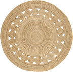 SAFAVIEH Area Rug 3' Round - Natural Fiber Collection - Natural Brown, Handmade Jute, Boho Farmhouse Braided Design (NF364A)