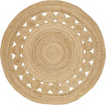 SAFAVIEH Area Rug 3' Round - Natural Fiber Collection - Natural Brown, Handmade Jute, Boho Farmhouse Braided Design (NF364A)