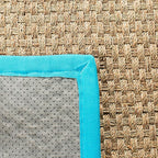 SAFAVIEH Natural Fiber Collection Area Rug - 2'3" x 4', Natural & Turquoise, Seagrass, Basketweave Pattern with Border (NF114S)
