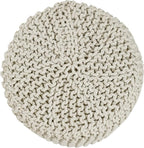 REDEARTH · Cylindrical Hand Knitted Pouf - Foot Stool Ottoman - Cord Boho Pouffe - Cotton Round Poof for Home Decor - Living Room - Nursery - Bedroom - Patio (16" x 16" x 16") - Ivory