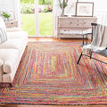 SAFAVIEH Area Rug 10x14 - Cape Cod Collection - Large - Red & Multi, Handmade Jute & Cotton, Woven Braided Design (CAP202A)