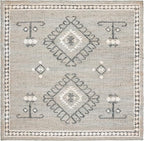SAFAVIEH Kilim Collection Area Rug - 7' Square, Blue & Black, Flat Weave Jute Design, Ideal for High Traffic Areas in Living Room, Bedroom (KLM762M)