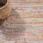 SAFAVIEH Area Rug 3x5 Oval - Cape Cod Collection - Beige & Multi, Handmade Jute & Cotton, Woven Braided Design (CAP202B)