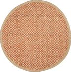 SAFAVIEH Natural Fiber Collection Area Rug - 6' Round, Orange & Natural, Handmade Boho Diamond Tassel Jute, Ideal for High Traffic Areas in Living Room, Bedroom (NF266B)