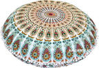 32" Peacock Mandala Bohemian Yoga Meditation Floor Pillow Cover Comfortable Home Car Bed Sofa Cushion Couch Seating Large Zipped Throw (32 inches, White Multi)