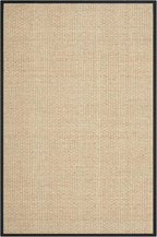 SAFAVIEH Area Rug 6x9 - Natural Fiber Collection - Natural & Black, Seagrass, Basketweave Pattern with Border (NF114C)
