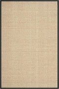 SAFAVIEH Area Rug 5x8 - Natural Fiber Collection - Natural & Black, Seagrass, Basketweave Pattern with Border (NF114C)
