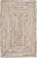 SAFAVIEH Cape Cod Collection Area Rug - 2'3" x 5', Beige & Multi, Handmade Jute & Cotton, Woven Braided Design (CAP202B)