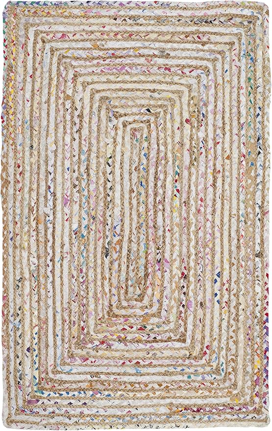 SAFAVIEH Area Rug 2x3 - Cape Cod Collection - Beige & Multi, Handmade Jute & Cotton, Woven Braided Design (CAP202B)