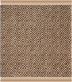 SAFAVIEH Natural Fiber Collection Area Rug - 6' Square, Brown & Natural, Handmade Boho Diamond Tassel Jute, Ideal for High Traffic Areas in Living Room, Bedroom (NF266E)