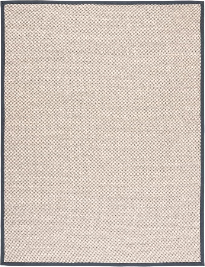 SAFAVIEH Area Rug 9x12 - Natural Fiber Collection - Large - Marble & Dark Grey, Sisal, Woven Design with Border (NF143D)