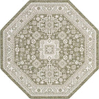 Rugs.com Outdoor Aztec Collection Rug – 8 Ft Octagon Green Flatweave Rug Perfect for Living Rooms, Kitchens, Entryways