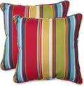 Pillow Perfect Stripe Indoor/Outdoor Accent Throw Pillow, Plush Fill, Weather, and Fade Resistant, Large Throw - 18.5" x 18.5", Red/Blue Westport, 2 Count