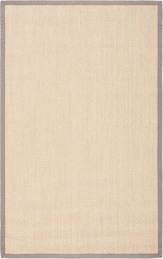 SAFAVIEH Area Rug 6x9 - Natural Fiber Collection - Maize & Grey, Sisal, Woven Design with Border (NF141G)
