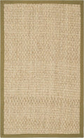 SAFAVIEH Natural Fiber Collection Area Rug - 2'6" x 4', Natural & Olive Green, Seagrass, Basketweave Pattern with Border (NF114G)