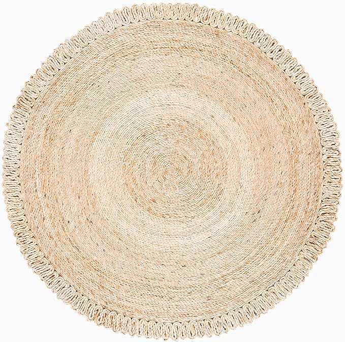 SAFAVIEH Natural Fiber Round Collection 3' Round Natural NF168A Handmade Boho Charm Farmhouse Jute Area Rug