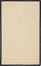 SAFAVIEH Area Rug 5x8 - Natural Fiber Collection - Maize & Black, Sisal, Woven Design with Border (NF141A)