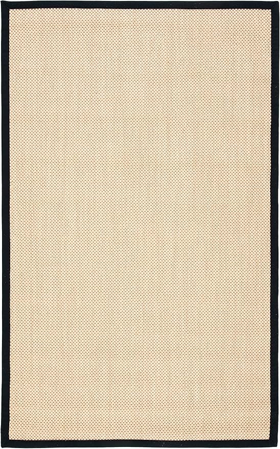 SAFAVIEH Area Rug 5x8 - Natural Fiber Collection - Maize & Black, Sisal, Woven Design with Border (NF141A)