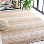 SAFAVIEH Natural Fiber Collection Accent Rug - 3' x 5', Ivory & Natural, Handmade Flat Weave Stripe Jute & Cotton, Ideal for High Traffic Areas in Entryway, Living Room, Bedroom (NFB652A)