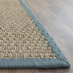 SAFAVIEH Area Rug 10x14 - Natural Fiber Collection - Large - Natural & Light Blue, Seagrass, Basketweave Pattern with Border (NF114M)