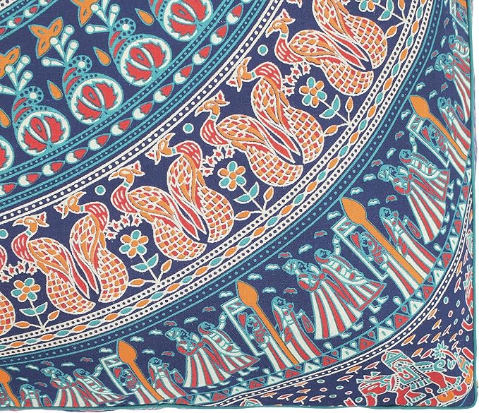 Popular Handicrafts Floor Pillow Cushion Cover - Hippie Mandala Square Ottoman Indian Elephant Camel Daybed Oversized Cotton Cushion Cover with Heavy Duty Zipper - Dog-Pets Bed, 35" Blue Multicolor