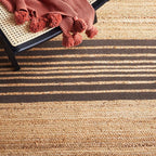 SAFAVIEH Natural Fiber Collection Area Rug - 6' x 9', Natural & Brown, Handmade Stripe Boho Farmhouse Rustic Braided Jute, Ideal for High Traffic Areas in Living Room, Bedroom (NFB262T)
