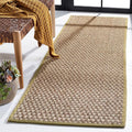 SAFAVIEH Natural Fiber Collection Runner Rug - 2'6" x 8', Natural & Olive Green, Seagrass, Basketweave Pattern with Border (NF114G)