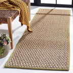 SAFAVIEH Natural Fiber Collection Runner Rug - 2'6" x 8', Natural & Olive Green, Seagrass, Basketweave Pattern with Border (NF114G)
