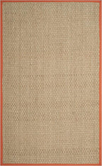 SAFAVIEH Area Rug 6x9 - Natural Fiber Collection - Natural & Rust, Seagrass, Basketweave Pattern with Border (NF114Y)