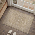 2x3 Area Rug Brown Washable Entryway Vintage Carpet Door Mat Small Non Slip Stain Soft Resistant Low Pile Thin Boho Accent Indoor Throw Rug for Kitchen Bathroom Entrance Bedroom