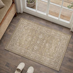 2x3 Area Rug Brown Washable Entryway Vintage Carpet Door Mat Small Non Slip Stain Soft Resistant Low Pile Thin Boho Accent Indoor Throw Rug for Kitchen Bathroom Entrance Bedroom