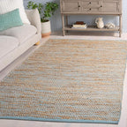 SAFAVIEH Area Rug 5x8 - Cape Cod Collection - Blue & Natural, Handmade Jute & Cotton, Ideal for Living Room, Bedroom, Dining Space (CAP236M)