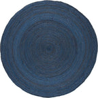 SAFAVIEH Natural Fiber Collection 4' Round Navy/Blue NFB901M Handmade Premium Jute Entryway Foyer Living Room Bedroom Kitchen Area Rug