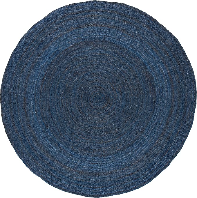SAFAVIEH Natural Fiber Collection 4' Round Navy/Blue NFB901M Handmade Premium Jute Entryway Foyer Living Room Bedroom Kitchen Area Rug