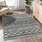 RUGSURE Washable Area Rugs 6' x 9' - 1/6 Thick - Moroccan-Inspired -Stain & Water Resistant Non-Slip - Resistant Rug for Living Room, Bedroom, Nursery, Pet & Child Friendly (Black)