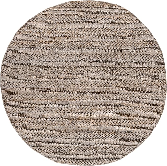 SAFAVIEH Natural Fiber Collection Area Rug - 4' Round, Beige, Handmade Jute, Braided Woven Design, Ideal for Living Room, Bedroom (NF212B)