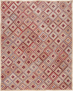 SAFAVIEH Area Rug 8x10 - Cape Cod Collection - Large - Natural & Red, Handmade Flat Weave Braided Jute & Denim, Ideal for Living Room, Bedroom, Office, Dining Space (CAP354B)