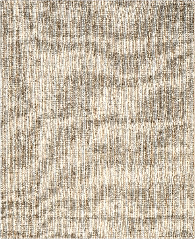 SAFAVIEH Area Rug 10x14 - Natural Fiber Collection - Large - Grey & Natural Brown, Handmade Jute, Farmhouse Style, Chunky Textured Thick Pile (NF447K)