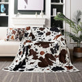 WIBUE Cow Throw Blanket 80"x60" with 2 Pcs Pillow Covers 18"x18", Decorative Fleece Blanket 3 Piece Set, Fuzzy Soft Cozy Warm Lightweight Blanket for Bed Sofa Couch Chair