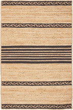 SAFAVIEH Natural Fiber Collection Accent Rug - 4' x 6', Natural & Brown, Handmade Stripe Boho Farmhouse Rustic Braided Jute, Ideal for High Traffic Areas in Entryway, Living Room, Bedroom (NFB262T)
