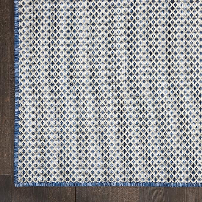 Nourison Home Courtyard Ivory Blue 2' x 3' Area Rug - Easy Clean, Non Shedding, Bed Room, Living Room, Dining Room, Kitchen (2' x 3')