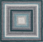 SAFAVIEH Washable Rug Outdoor Braided Collection - 5' Square, Teal & Multi, Handmade & Reversible, Non-Shedding & Easy to Clean, Ideal for Patio, Backyard, Mudroom (BRD308J)
