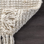 Nuloom Daniela Off-White, 8' Square, Handmade, Jute, Tassel, Soft and Textured, High Traffic, Stain Resistant, Easy Clean, Durable Area Rug for Bedroom, Living Room, Dining Space, Foyer, Entryway