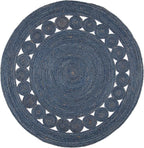 SAFAVIEH Area Rug 5' Round - Natural Fiber Collection - Navy, Handmade Jute, Boho Farmhouse Braided Design (NF364N)
