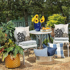 DFXSZ Black Brown Outdoor Pillow Covers 18x18 Inch Set of 2 White Gray Flower Throw Pillows Farmhouse Outdoor Modern Floral Polyester Square Cushion Case Decor for Sofa Patio Funiture Garden 01A18