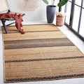 SAFAVIEH Natural Fiber Collection Accent Rug - 3' x 5', Natural & Brown, Handmade Stripe Boho Farmhouse Rustic Braided Jute, Ideal for High Traffic Areas in Entryway, Living Room, Bedroom (NFB262T)